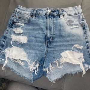 American Eagle Outfitters Blue Jean Shorts Distressed High-Waisted